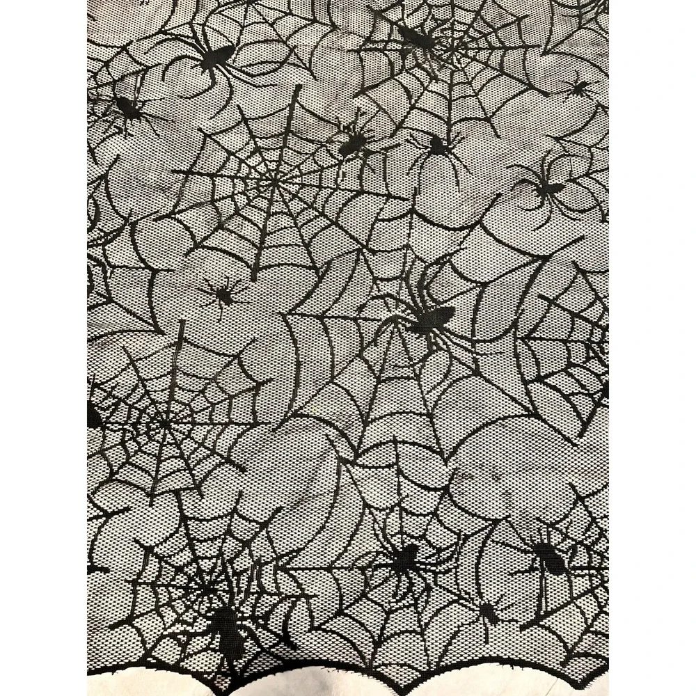 Halloween Black Lace Web Spiders Gothic Tablecloth 60
